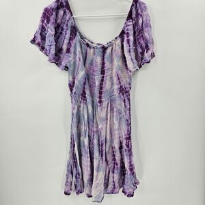 Angie purple tie dye dress medium fairy core cottage flowy stretch